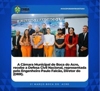 A Câmara Municipal de Boca do Acre, recebe a Defesa Civil Nacional, representada pelo Engenheiro Paulo Falcão, Diretor do (DRR).